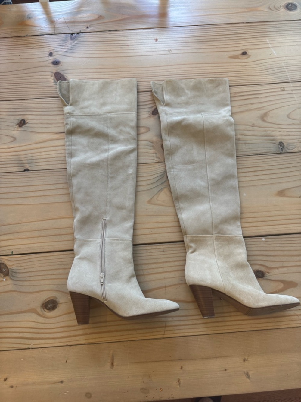 Sezane Colette Thigh High Boots Sandstone - Size 11